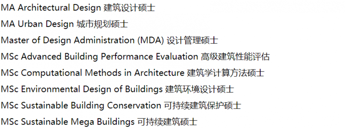 卡迪夫大学建筑系硕士课程设置