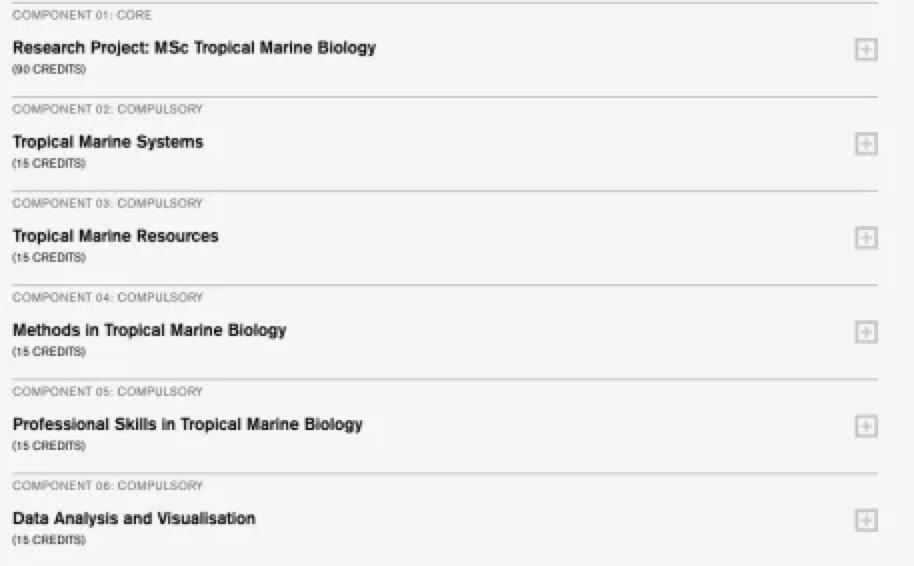 热带海洋生物学课程设置